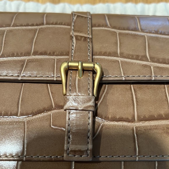 Authentic By Far Miranda Taupe Croco Embossed Leather - Picture 2 of 5